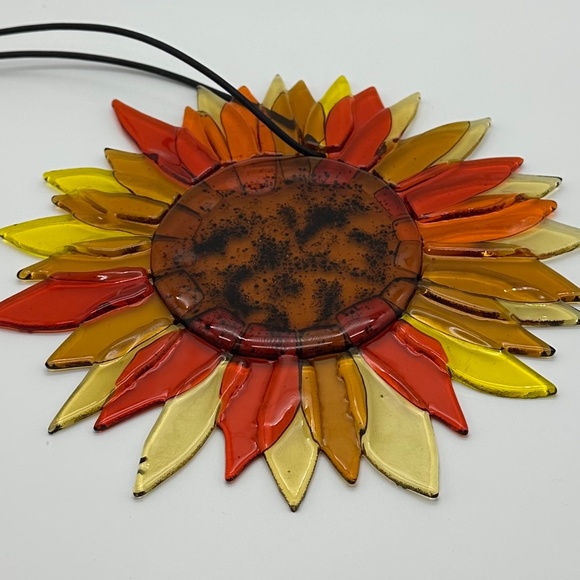 Fused glass sun catcher or wall hanging - 8x8 inches - sunflower - HANDMADE - Picture 3 of 6